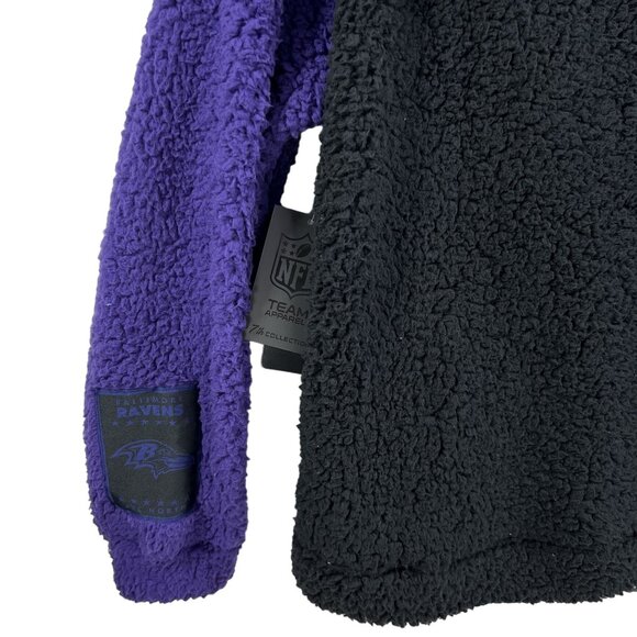 NFL Team Apparel NWT Baltimore Ravens M/L Sherpa Fleece Shacket Black Full Zip - Picture 5 of 16